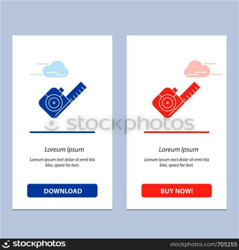 Measure, Measuring, Tape, Tool Blue and Red Download and Buy Now web Widget Card Template