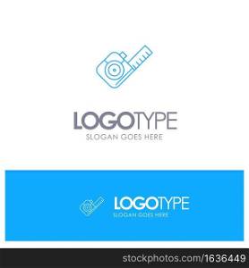 Measure, Measuring, Tape, Tool Blue outLine Logo with place for tagline