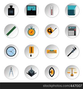 Measure precision icons set in flat style isolated vector icons set illustration. Measure precision icons set in flat style