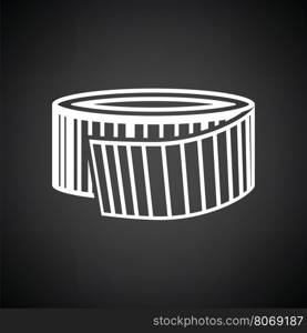 Measure tape icon. Black background with white. Vector illustration.