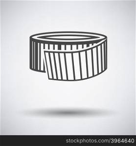 Measure tape icon on gray background with round shadow. Vector illustration.