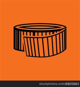 Measure tape icon. Orange background with black. Vector illustration.