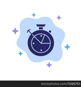 Measure, Time, Clock, Data Science Blue Icon on Abstract Cloud Background