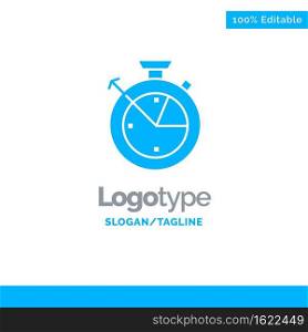 Measure, Time, Clock, Data Science Blue Solid Logo Template. Place for Tagline