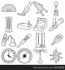 Measure tools icons set. Outline illustration of 16 measure tools vector icons for web. Measure tools icons set, outline style