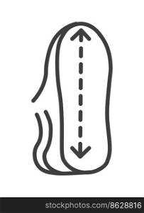 Measurement or size chart of shoes sole, human feet dimension. Shop or store info for clients, assistance in choosing perfect fit. Isolated icon, line art minimalist label. Vector in flat style. Dimensions of shoes sole, measurement size chart
