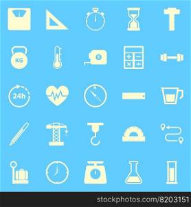 Measuring color icons on blue background, stock vector