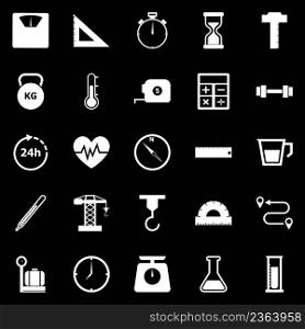 Measuring icons on black background, stock vector