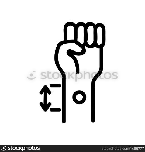measuring of wound on arm icon vector. measuring of wound on arm sign. isolated contour symbol illustration. measuring of wound on arm icon vector outline illustration