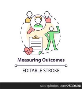 Measuring outcomes concept icon. Therapy providing control. Behavioral trend abstract idea thin line illustration. Isolated outline drawing. Editable stroke. Arial, Myriad Pro-Bold fonts used. Measuring outcomes concept icon