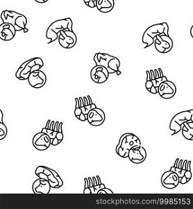 Meat Factory Product Vector Seamless Pattern Thin Line Illustration. Meat Factory Product Vector Seamless Pattern