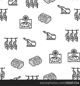 Meat Factory Product Vector Seamless Pattern Thin Line Illustration. Meat Factory Product Vector Seamless Pattern