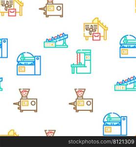 Meat Factory Production Equipment Vector Seamless Pattern Color Line Illustration. Meat Factory Production Equipment Icons Set Vector