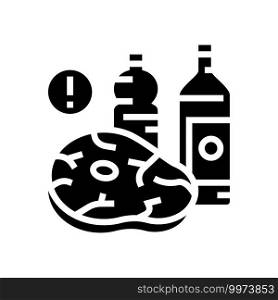 meat, fat oil unhealthy products for gout disease glyph icon vector. meat, fat oil unhealthy products for gout disease sign. isolated contour symbol black illustration. meat, fat oil unhealthy products for gout disease glyph icon vector illustration
