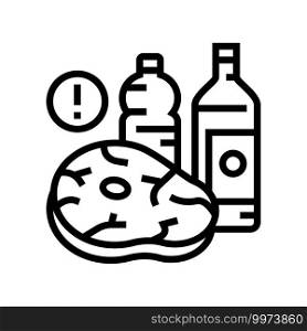 meat, fat oil unhealthy products for gout disease line icon vector. meat, fat oil unhealthy products for gout disease sign. isolated contour symbol black illustration. meat, fat oil unhealthy products for gout disease line icon vector illustration