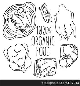 MEAT FOOD Carnivore Diet Organic Vector Illustration Set