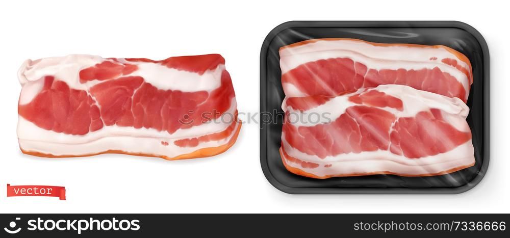 Meat. Fresh steak in the package. Food 3d vector realistic