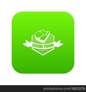 Meat good food icon green vector isolated on white background. Meat good food icon green vector