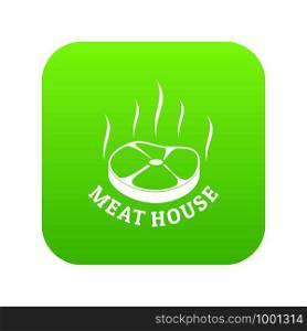 Meat house eco icon green vector isolated on white background. Meat house eco icon green vector