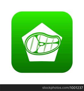 Meat icon green vector isolated on white background. Meat icon green vector
