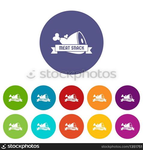 Meat icons color set vector for any web design on white background. Meat icons set vector color