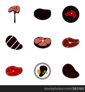 Meat icons set. Flat illustration of 9 meat vector icons for web. Meat icons set, flat style