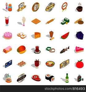 Meat icons set. Isometric style of 36 meat vector icons for web isolated on white background. Meat icons set, isometric style