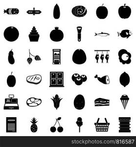Meat icons set. Simple style of 36 meat vector icons for web isolated on white background. Meat icons set, simple style