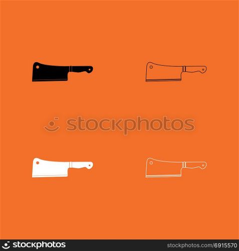 Meat knife black and white set icon .. Meat knife black and white set icon .