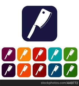Meat knife icons set vector illustration in flat style In colors red, blue, green and other. Meat knife icons set flat