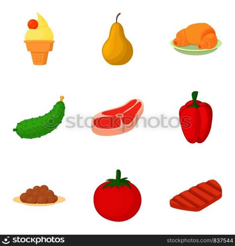 Meat marinade icons set. Cartoon set of 9 meat marinade vector icons for web isolated on white background. Meat marinade icons set, cartoon style