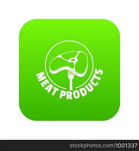 Meat products icon green vector isolated on white background. Meat products icon green vector
