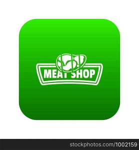 Meat shop icon green vector isolated on white background. Meat shop icon green vector