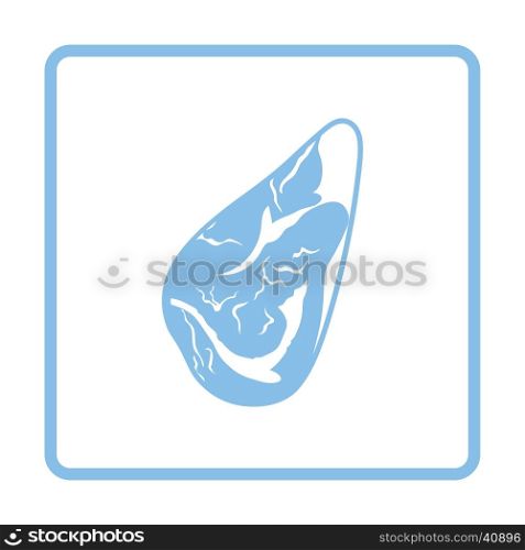 Meat steak icon. Blue frame design. Vector illustration.