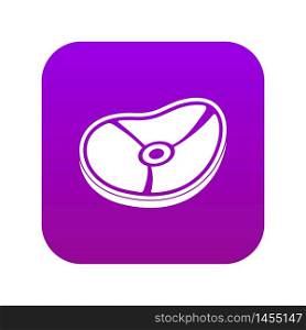 Meat steak icon digital purple for any design isolated on white vector illustration. Meat steak icon digital purple