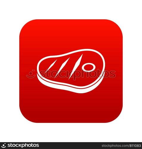 Meat steak icon digital red for any design isolated on white vector illustration. Meat steak icon digital red