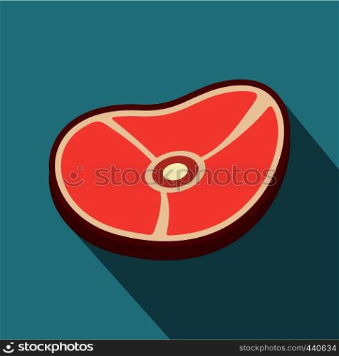 Meat steak icon. Flat illustration of meat steak vector icon for web on baby blue background. Meat steak icon, flat style