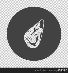 Meat steak icon. Subtract stencil design on tranparency grid. Vector illustration.