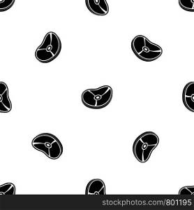 Meat steak pattern repeat seamless in black color for any design. Vector geometric illustration. Meat steak pattern seamless black