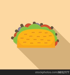 Meat taco icon flat vector. Mexican food. Tacos beef. Meat taco icon flat vector. Mexican food