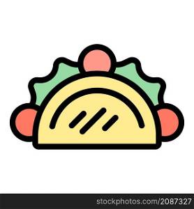 Meat taco icon. Outline meat taco vector icon color flat isolated. Meat taco icon color outline vector