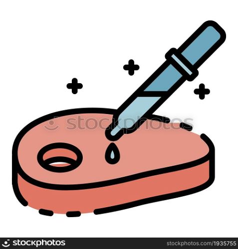 Meat with a pipette icon. Outline meat with a pipette vector icon color flat isolated. Meat with a pipette icon color outline vector