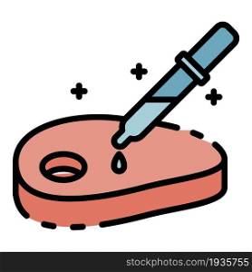 Meat with a pipette icon. Outline meat with a pipette vector icon color flat isolated. Meat with a pipette icon color outline vector