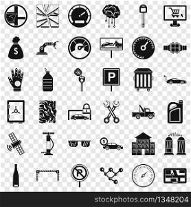 Mechanic car icons set. Simple style of 36 mechanic car vector icons for web for any design. Mechanic car icons set, simple style