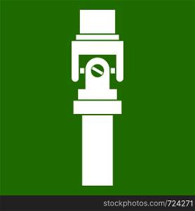 Mechanic detail icon white isolated on green background. Vector illustration. Mechanic detail icon green