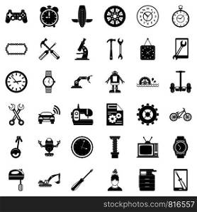Mechanic icons set. Simple style of 36 mechanic vector icons for web isolated on white background. Mechanic icons set, simple style