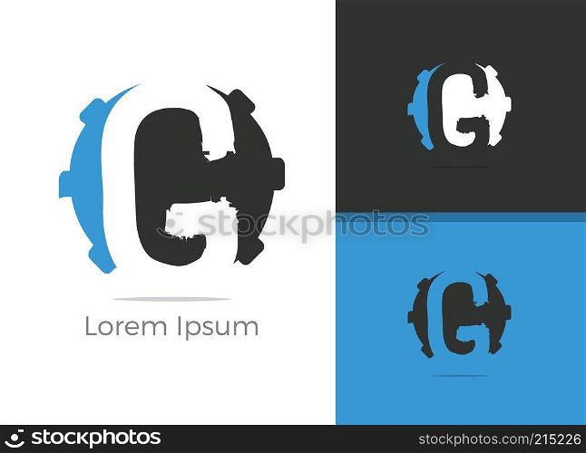 Mechanic Tool G letter logo design, letter g in gear vector icon.	