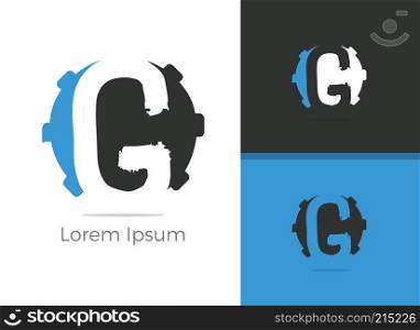 Mechanic Tool G letter logo design, letter g in gear vector icon.	