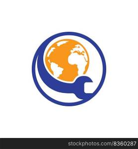 Mechanic World logo vector design template. Global repair network management logo concept.	