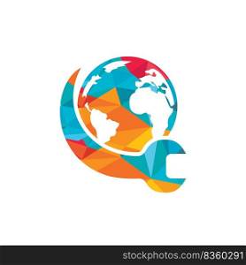 Mechanic World logo vector design template. Global repair network management logo concept.	